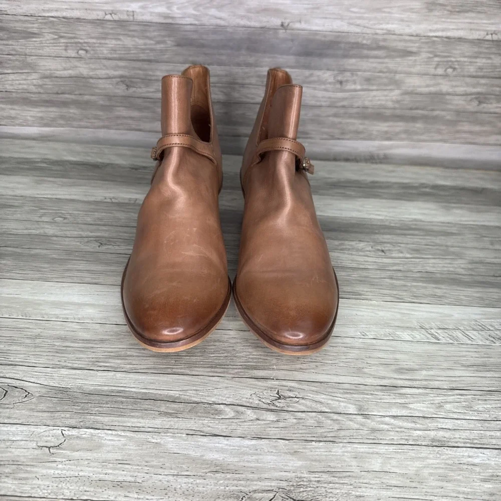 Sam Edelman Palmer Cognac Leather Cutout Ankle Booties Womens 8.5M